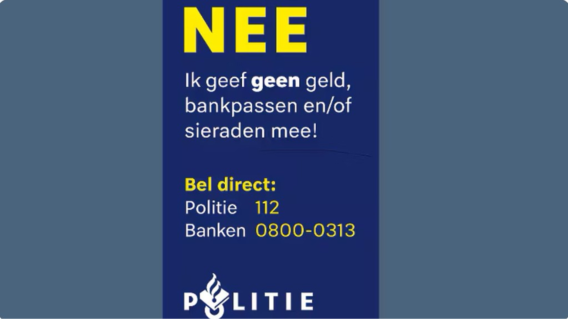 Foto: nee stikker politie oplichting.jpg